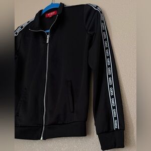 GUESS Women’s Black Track Jacket With Logo Arm Panels - Size XS